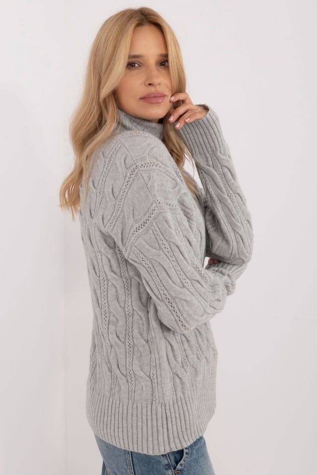 Love Lace Love Lace Women's Turtleneck Sweater Acrylic Polyester Blend Style 199523 in Grey - 2