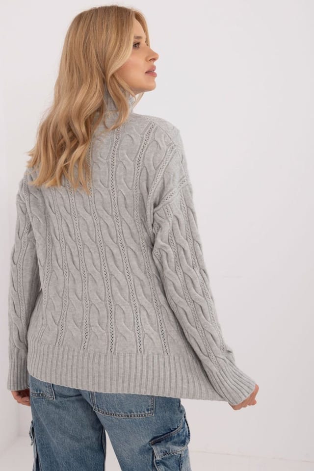 Love Lace Love Lace Women's Turtleneck Sweater Acrylic Polyester Blend Style 199523 in Grey - 3