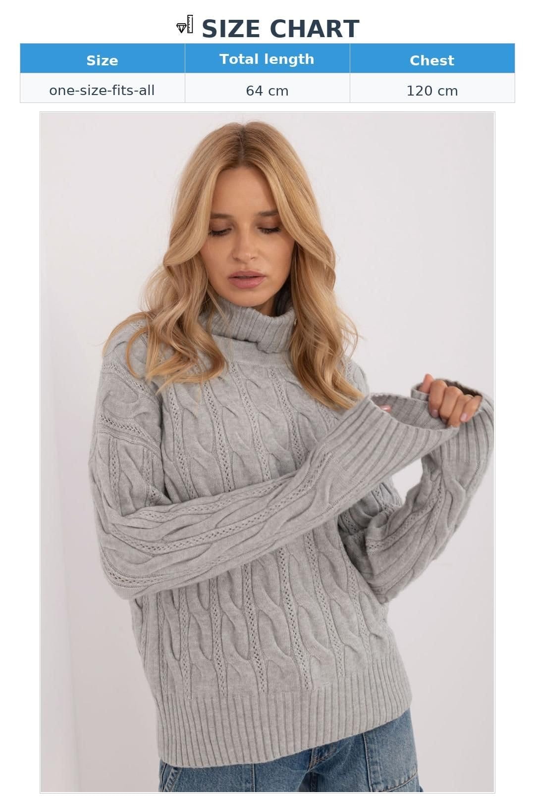 Love Lace Love Lace Women's Turtleneck Sweater Acrylic Polyester Blend Style 199523 in Grey - 4