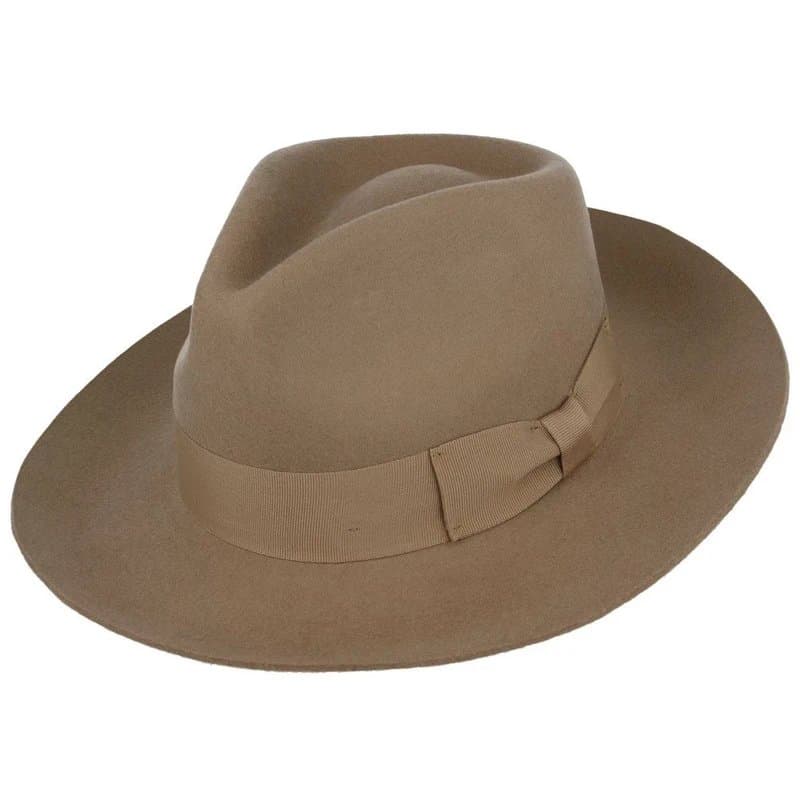 maz Stiff Snap Brim Fedora 100% Wool Felt Gladwin Bond Classic Dress Hat & Grosgrain