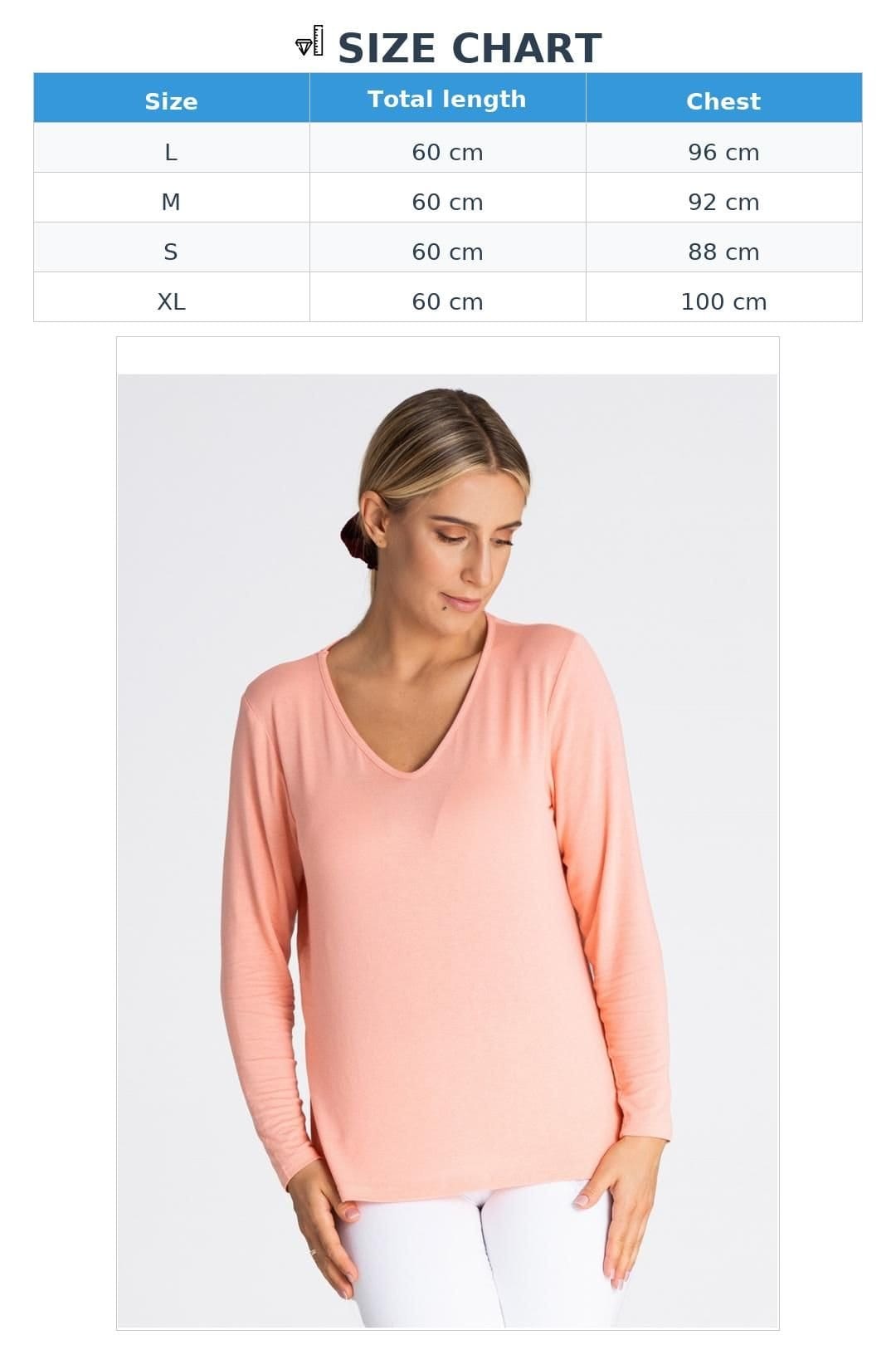 Love Lace Love Lace Women's V Neck Long Sleeve Blouse in Soft Fabric in Coral - 4