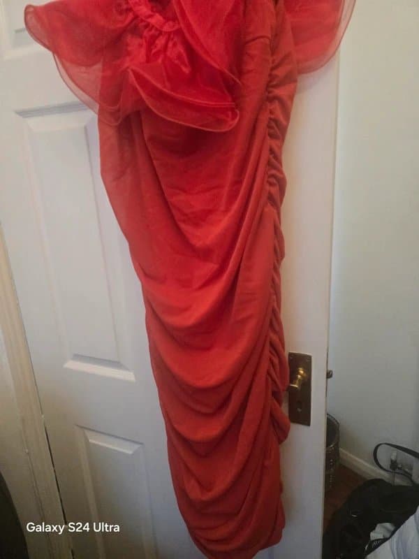 ASOS Asos luxe curve size 20 red ruched  going out dress