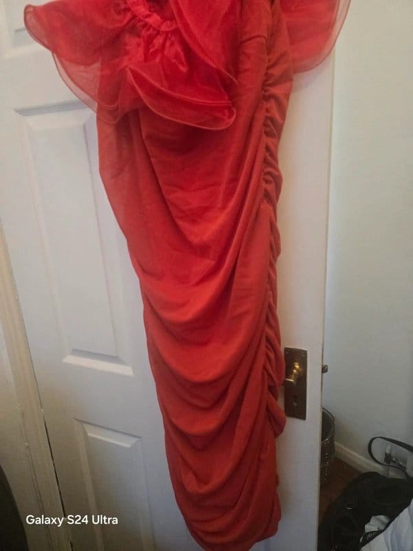 ASOS Asos luxe curve size 20 red ruched going out dress - 1