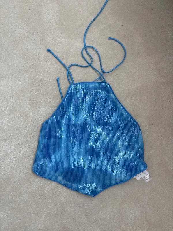 Bershka Blue halter crop top