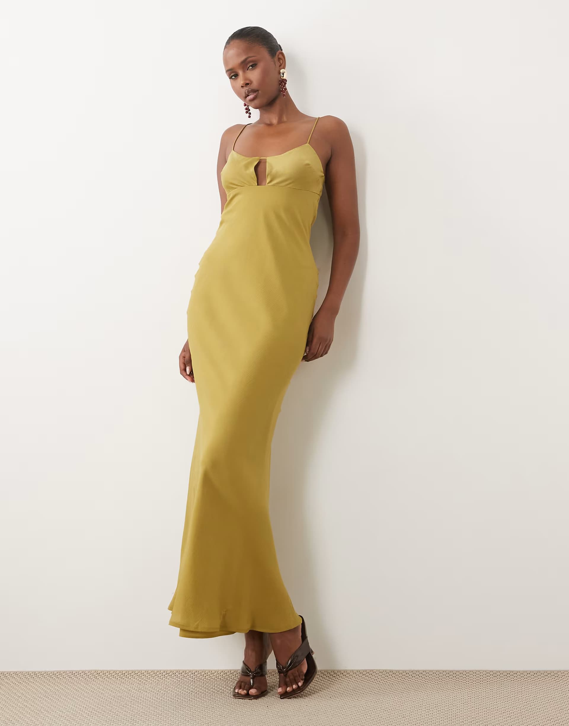 ASOS ASOS DESIGN satin bust bias cut maxi dress in burnished gold