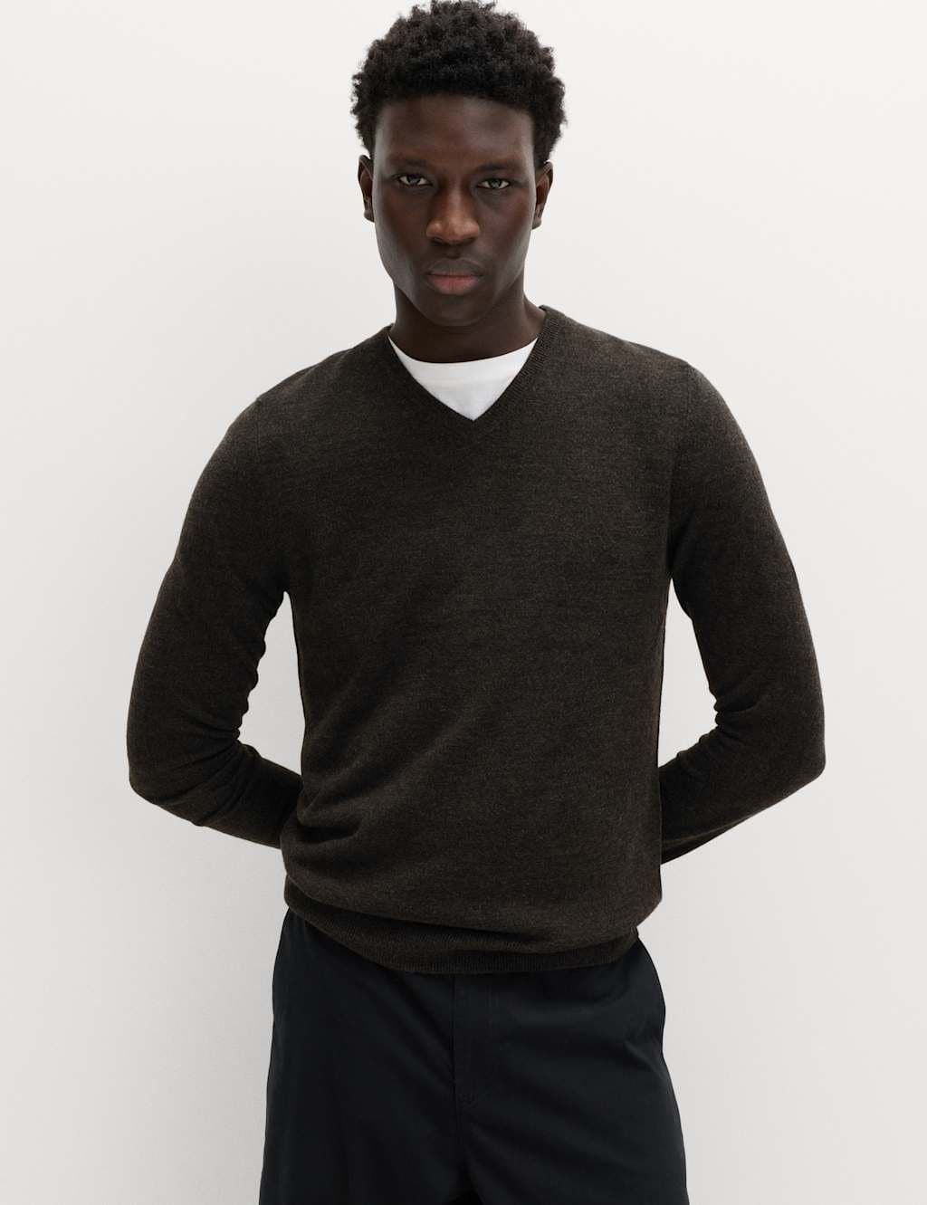 Marks & Spencer M&S Cashmilon™ V-Neck Jumper Charcoal