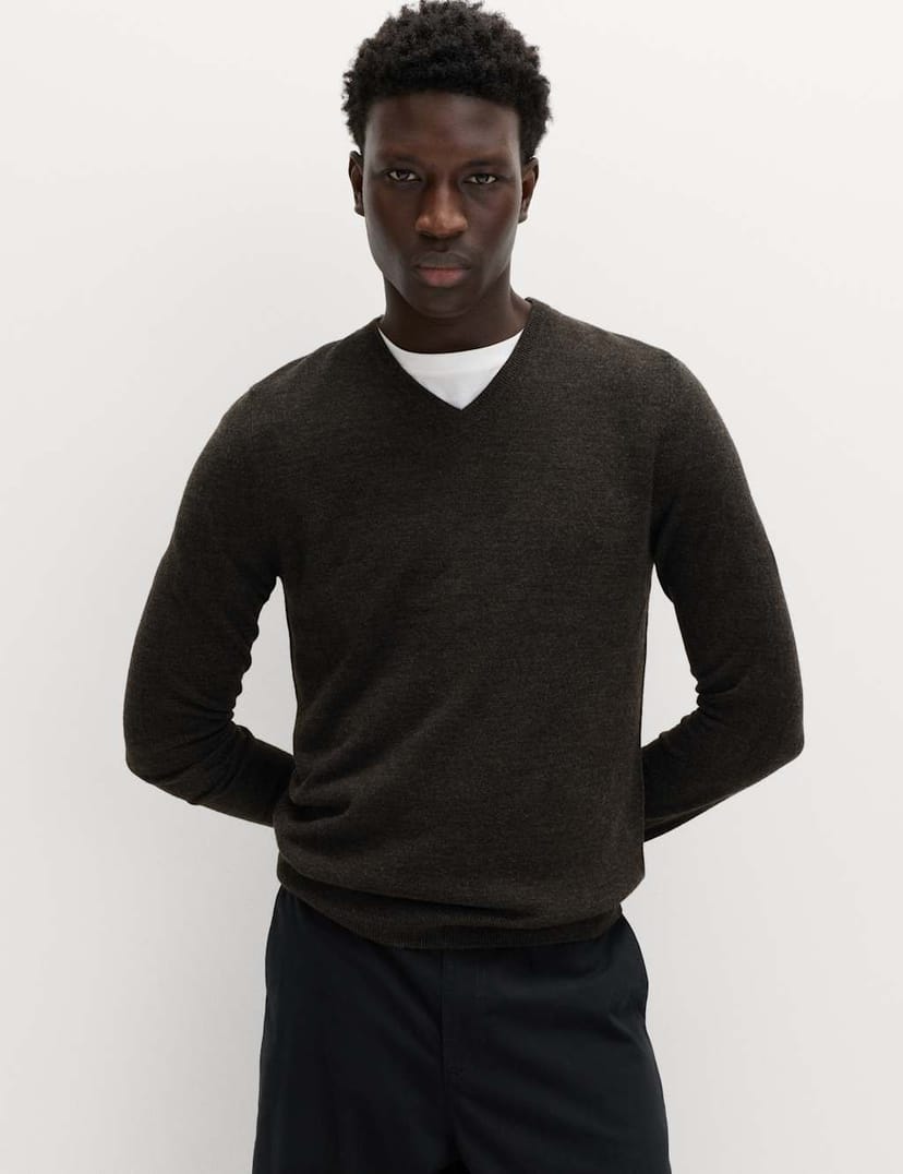 Marks & Spencer M&S Cashmilon™ V-Neck Jumper Charcoal - 1