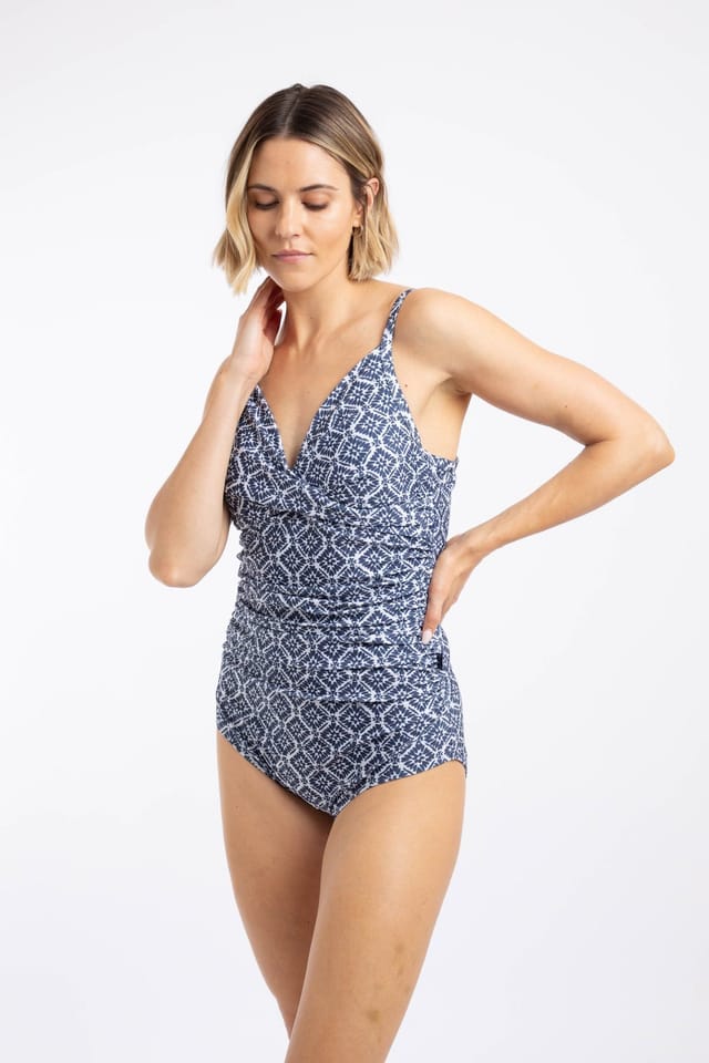Weird Fish Weird Fish Women's Penelope Printed Swimsuit in Mid Blue - 3