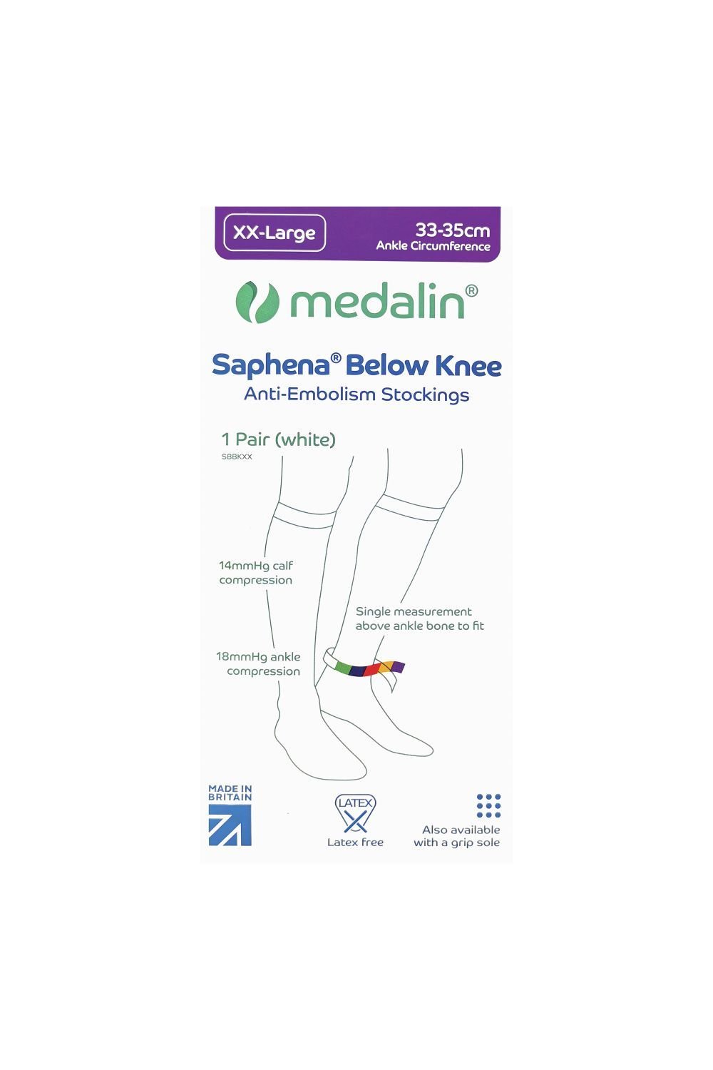 Medalin Medalin Men's Below Knee Anti Embolism Stockings in White - 2