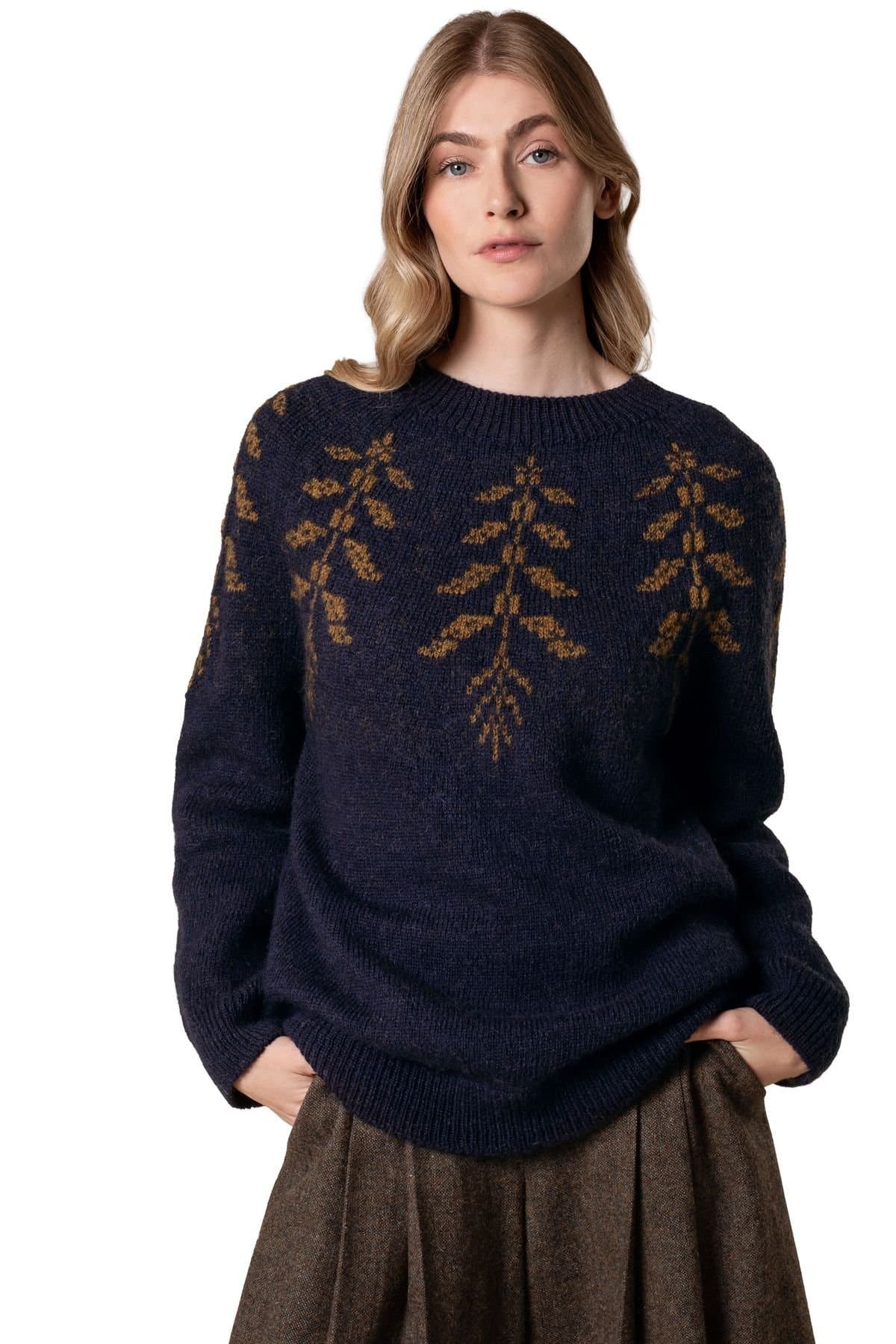 Celtic & Co Celtic & Co Botanical Fair Isle Dark Navy Sweater