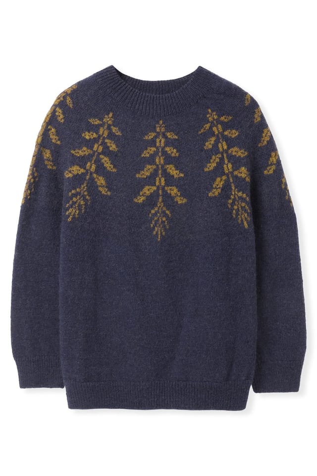 Celtic & Co Celtic & Co Women's Botanical Fair Isle Sweater in Dark Navy - 2