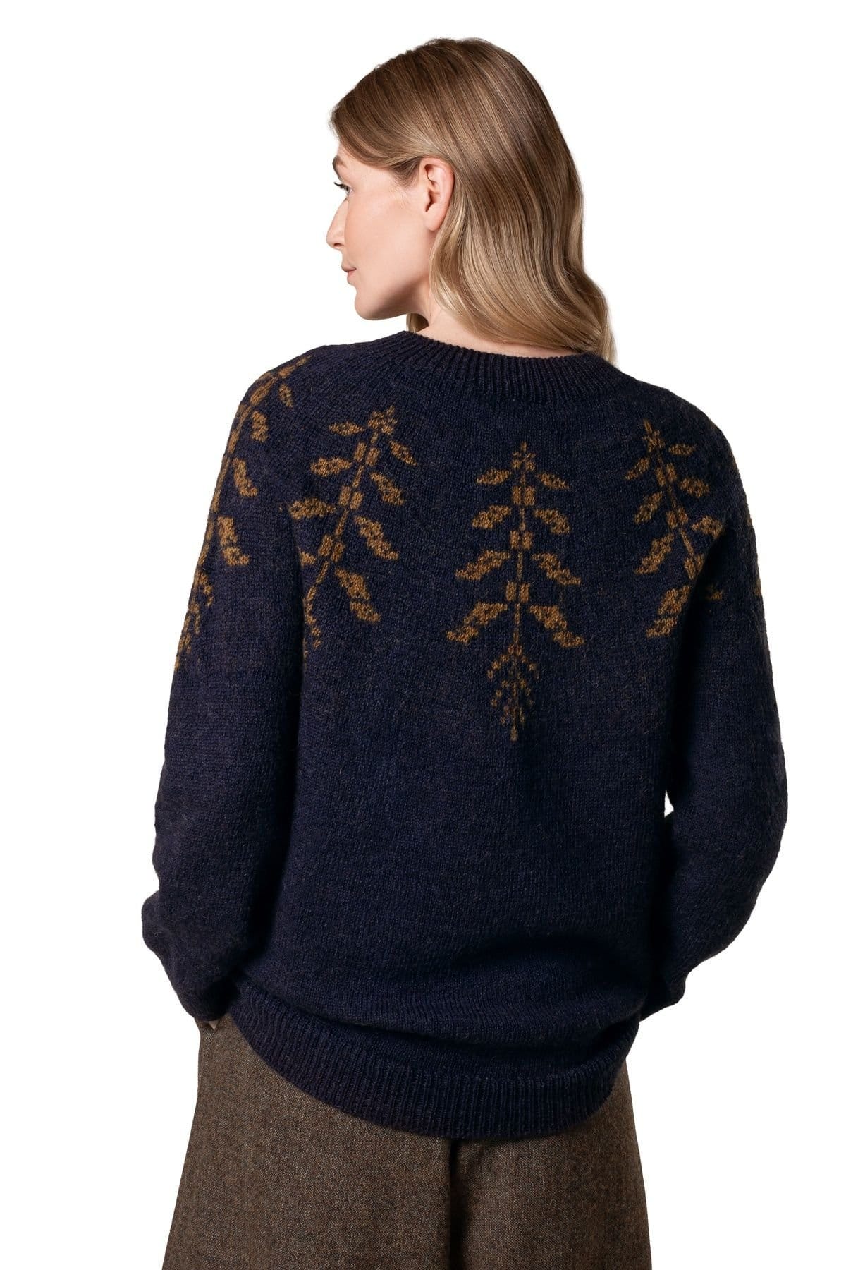 Celtic & Co Celtic & Co Women's Botanical Fair Isle Sweater in Dark Navy - 4