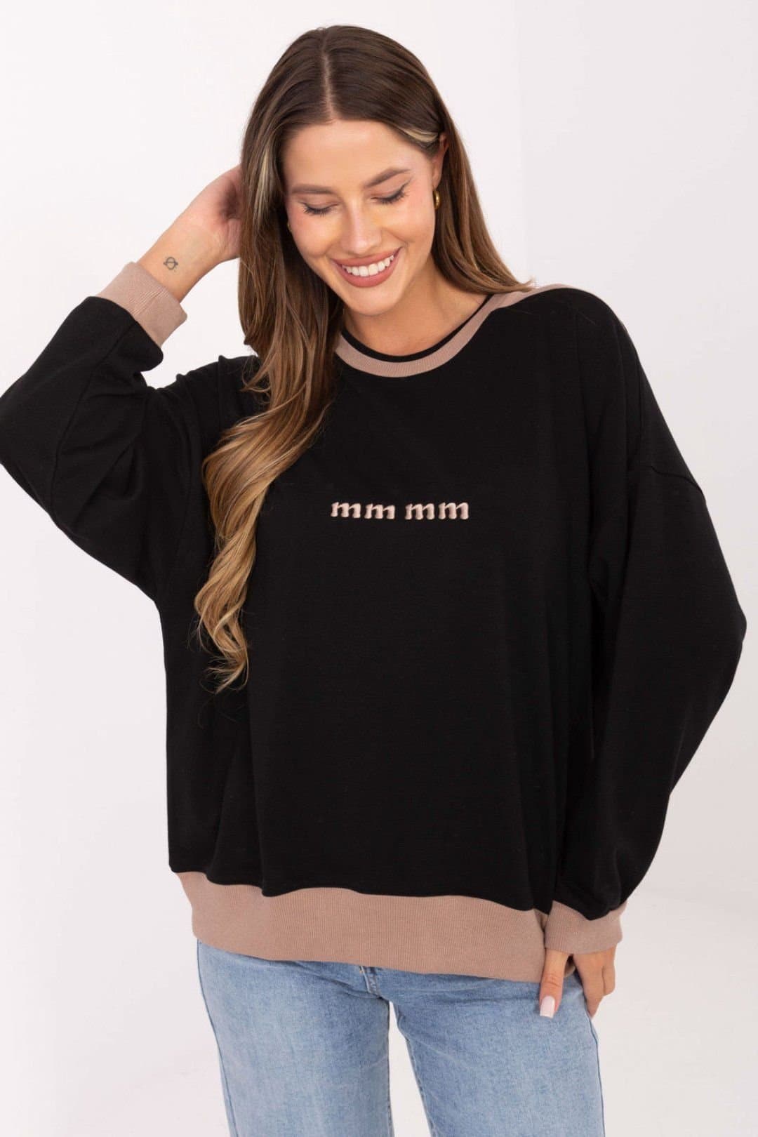 Love Lace Love Lace Women's Casual Cotton Blend Sweatshirt with Embroidery in Black