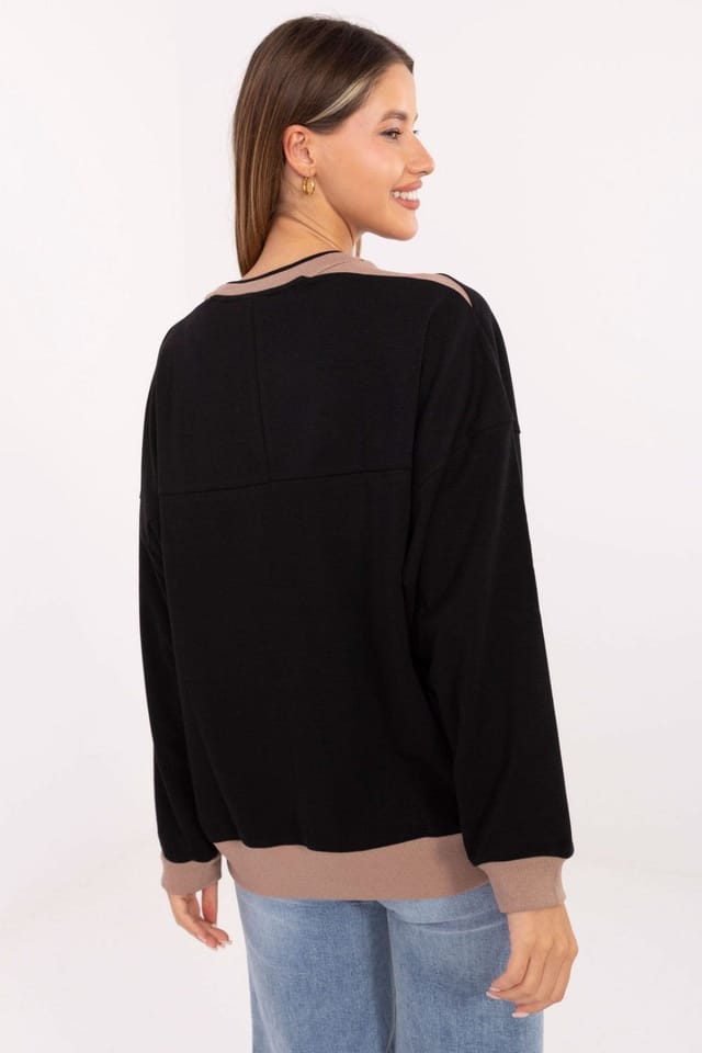 Love Lace Love Lace Women's Casual Cotton Blend Sweatshirt with Embroidery in Black - 3