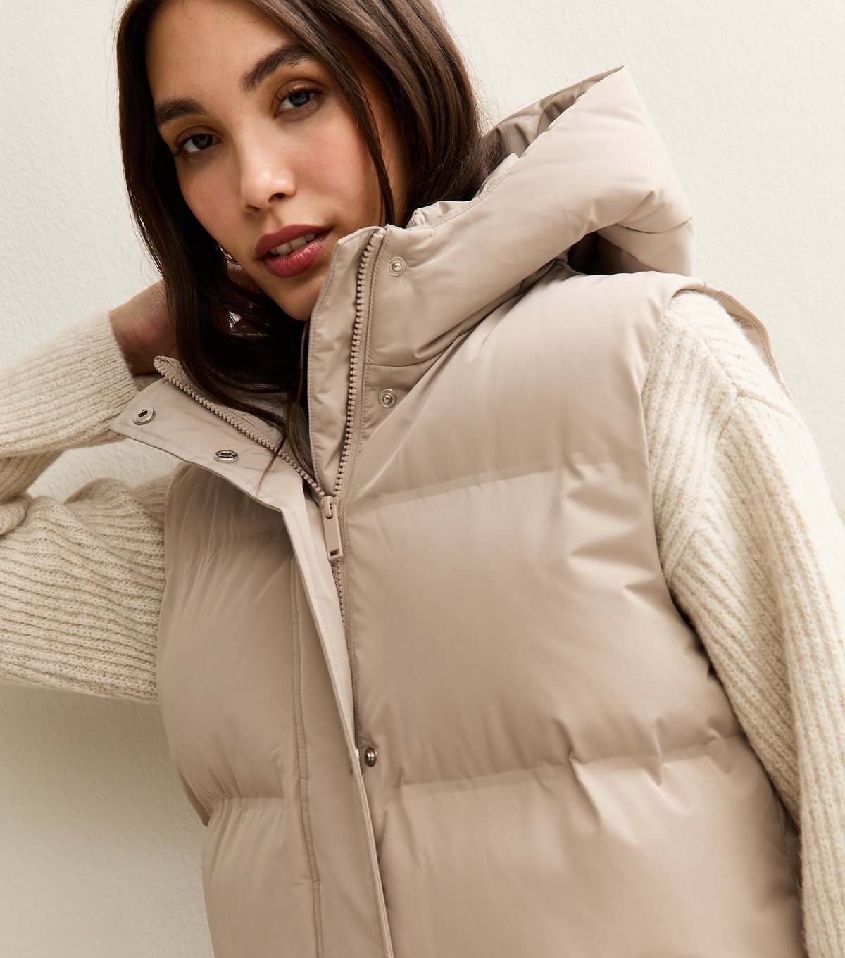 New Look Women's Stone Padded Tiered Midi Gilet New Look - 2