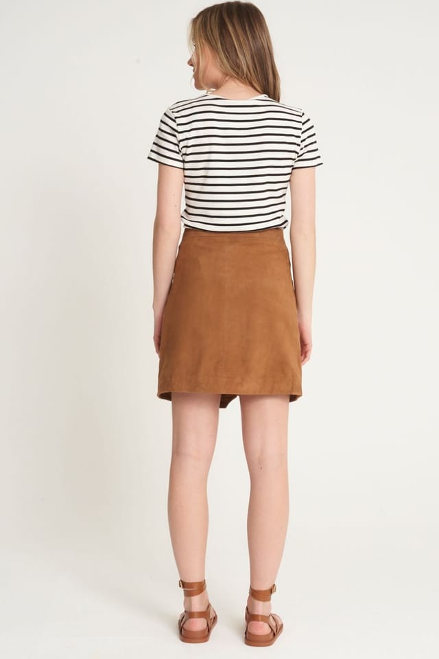 Barneys Originals Barneys Originals Women's Real Suede Zip Skirt in Tan - 3