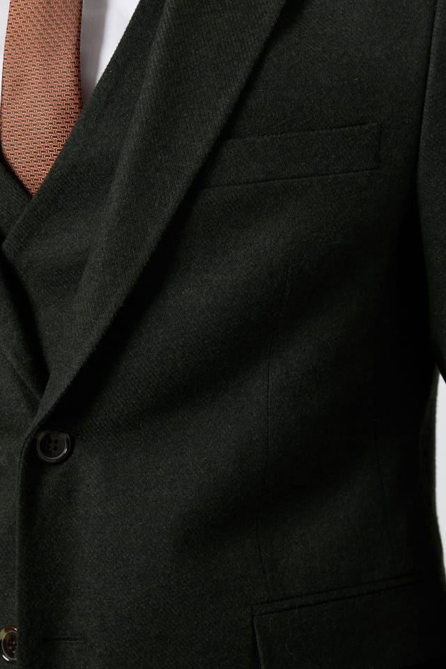 Burton Burton Men's Dark Green Tweed Look Tailored Fit Jacket - 3