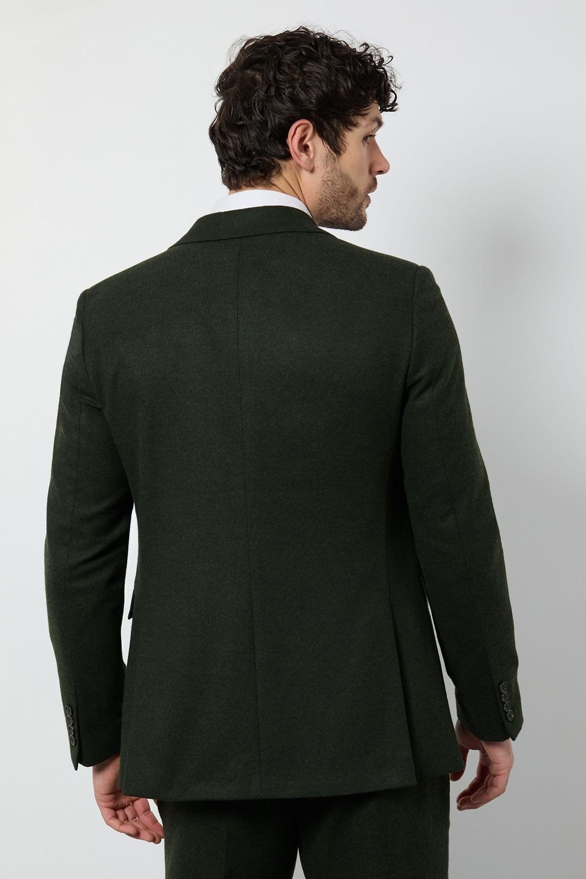 Burton Burton Men's Dark Green Tweed Look Tailored Fit Jacket - 4