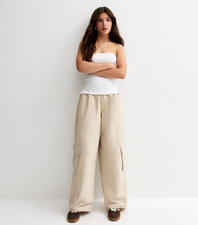 New Look Girls' Stone Cargo Pocket Parachute Trousers New Look - 2