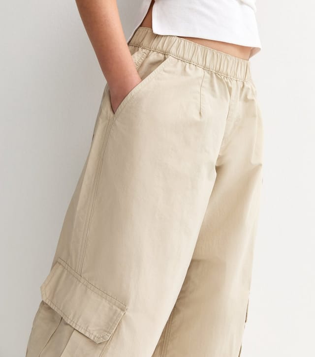 New Look Girls' Stone Cargo Pocket Parachute Trousers New Look - 3