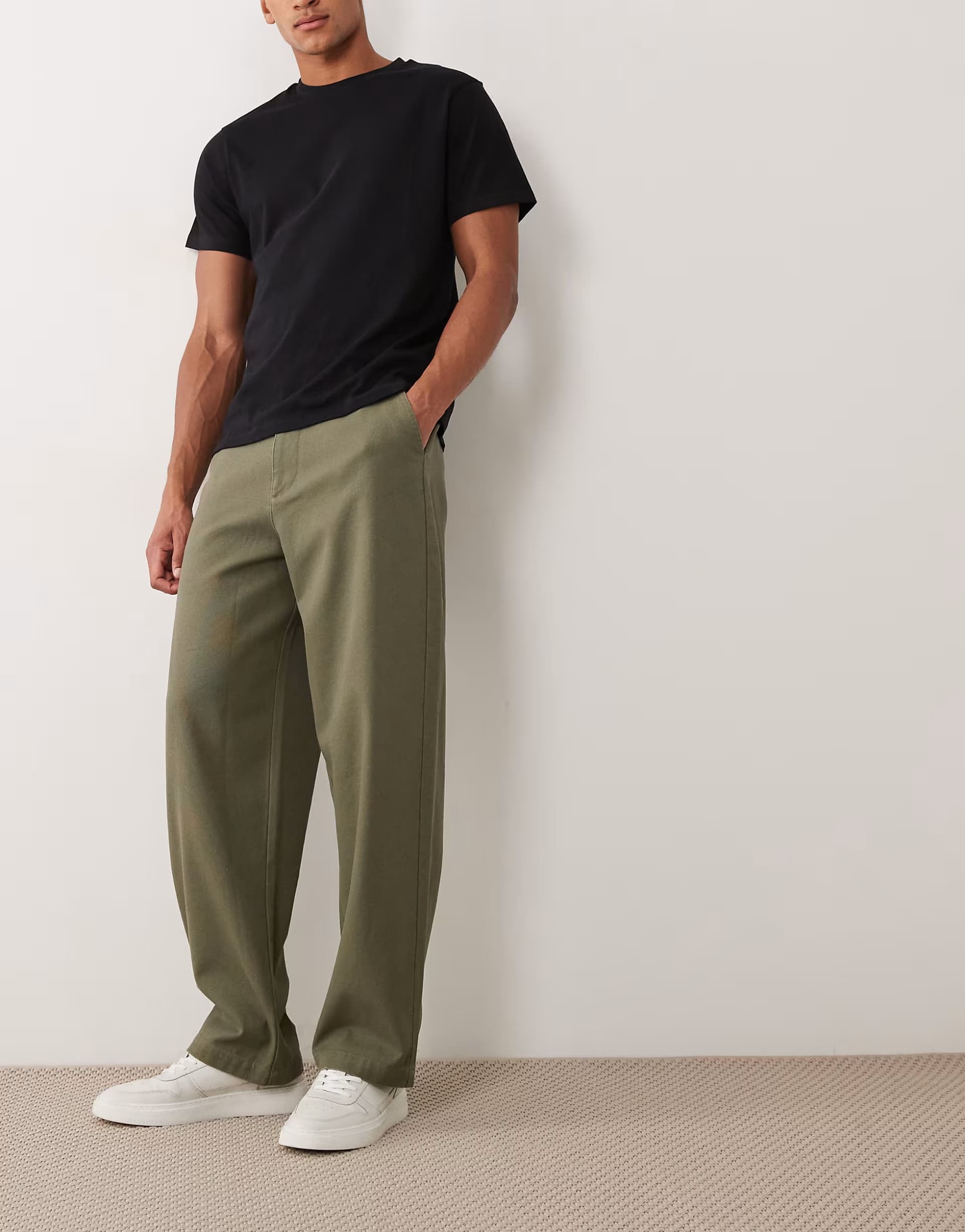 ASOS ASOS DESIGN loose straight canvas trouser in khaki