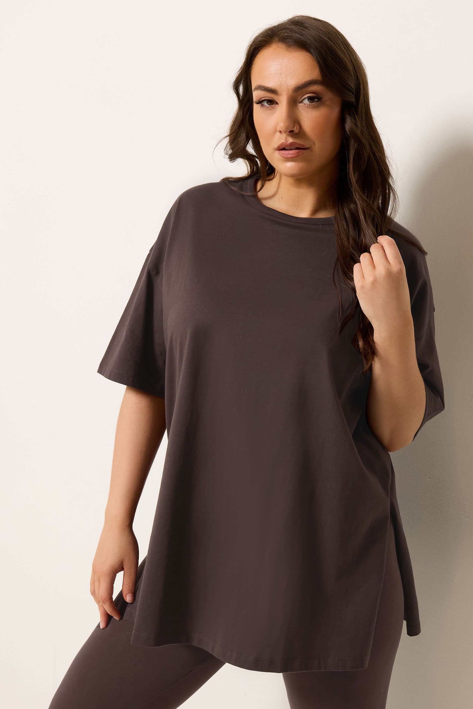 Yours Plus Size Chocolate Brown Longline Tshirt