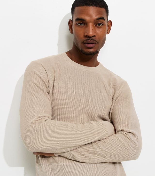 New Look Men's Cream Regular Cotton Rich Crew Neck Jumper New Look - 2