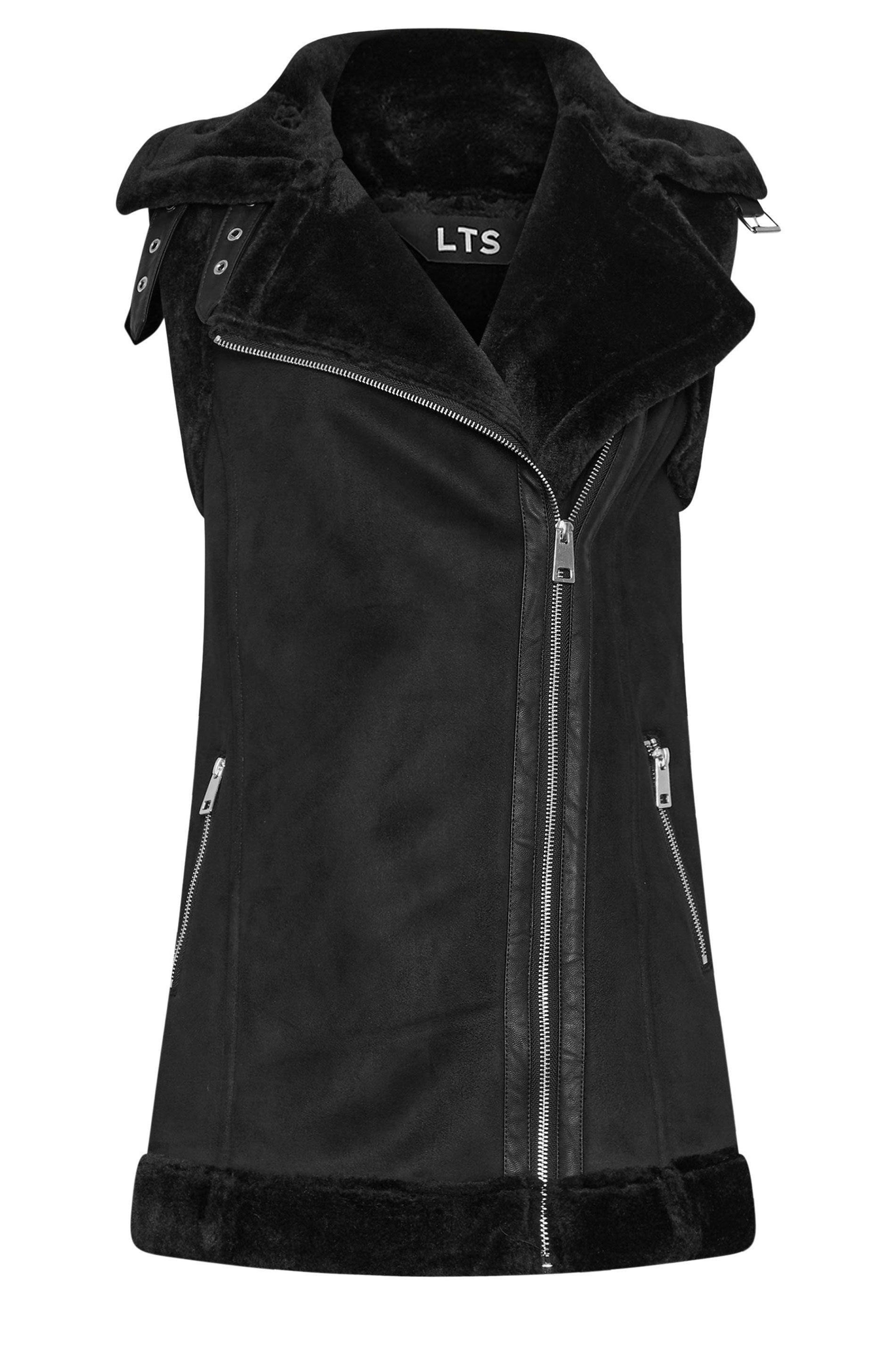 Long Tall Sally Long Tall Sally Women's Tall Aviator Gilet Jacket in Black - 2