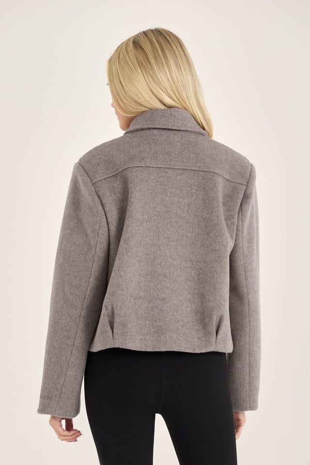 Loom Archives Loom Archives Women's LOOM Wool Blend Collared Zip Up Jacket in Taupe - 2