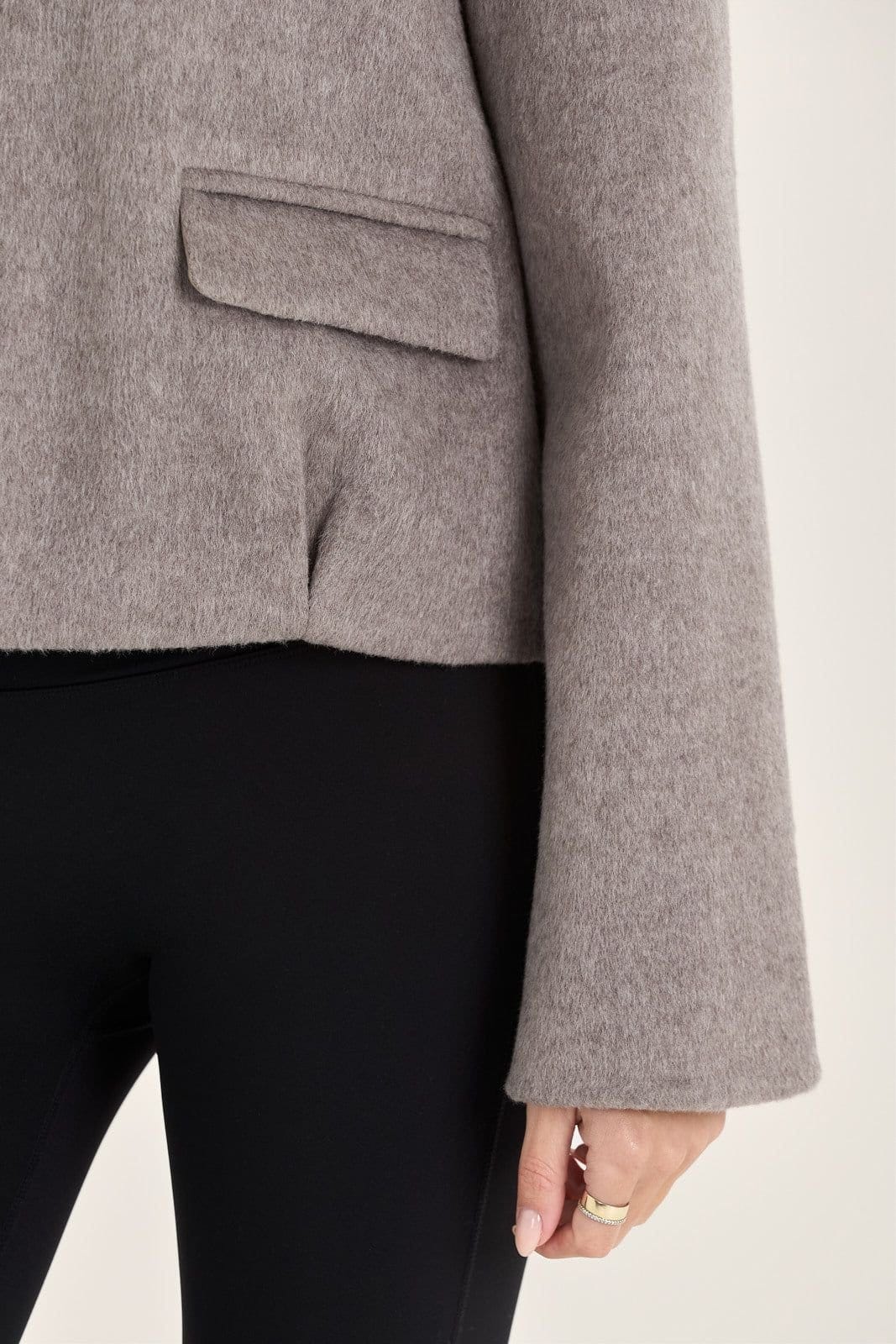 Loom Archives Loom Archives Women's LOOM Wool Blend Collared Zip Up Jacket in Taupe - 4