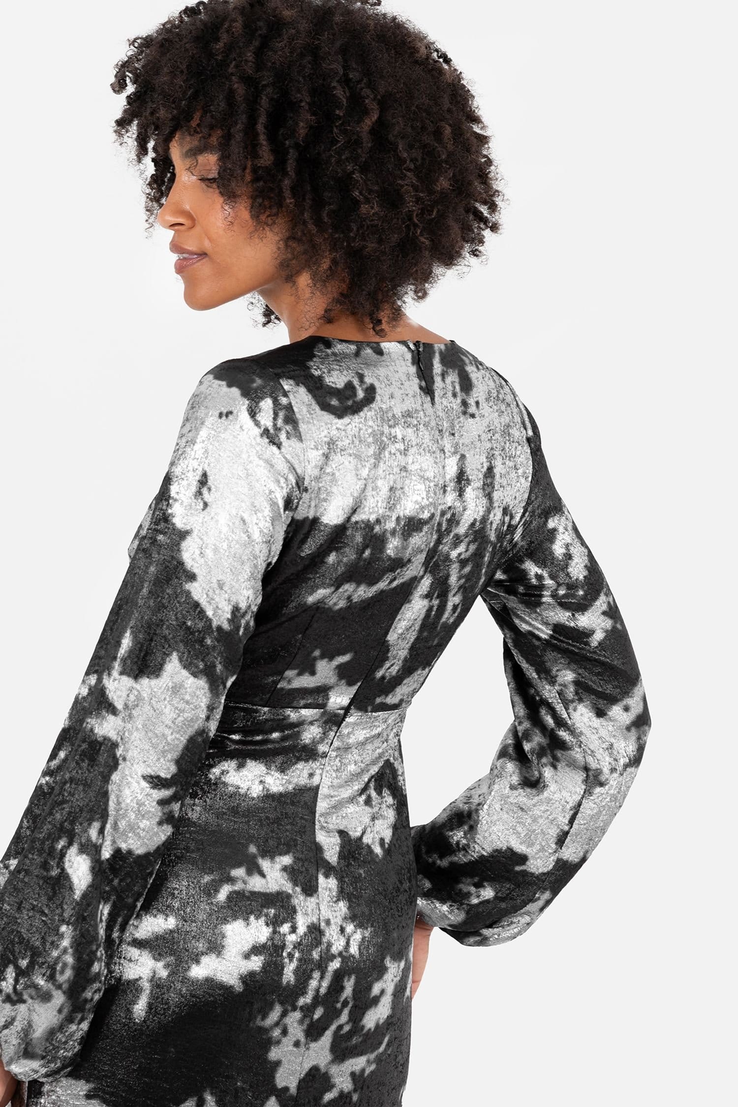 Lovedrobe Lovedrobe Women's Long Sleeve Faux Wrap Gathered Midaxi Dress - 4