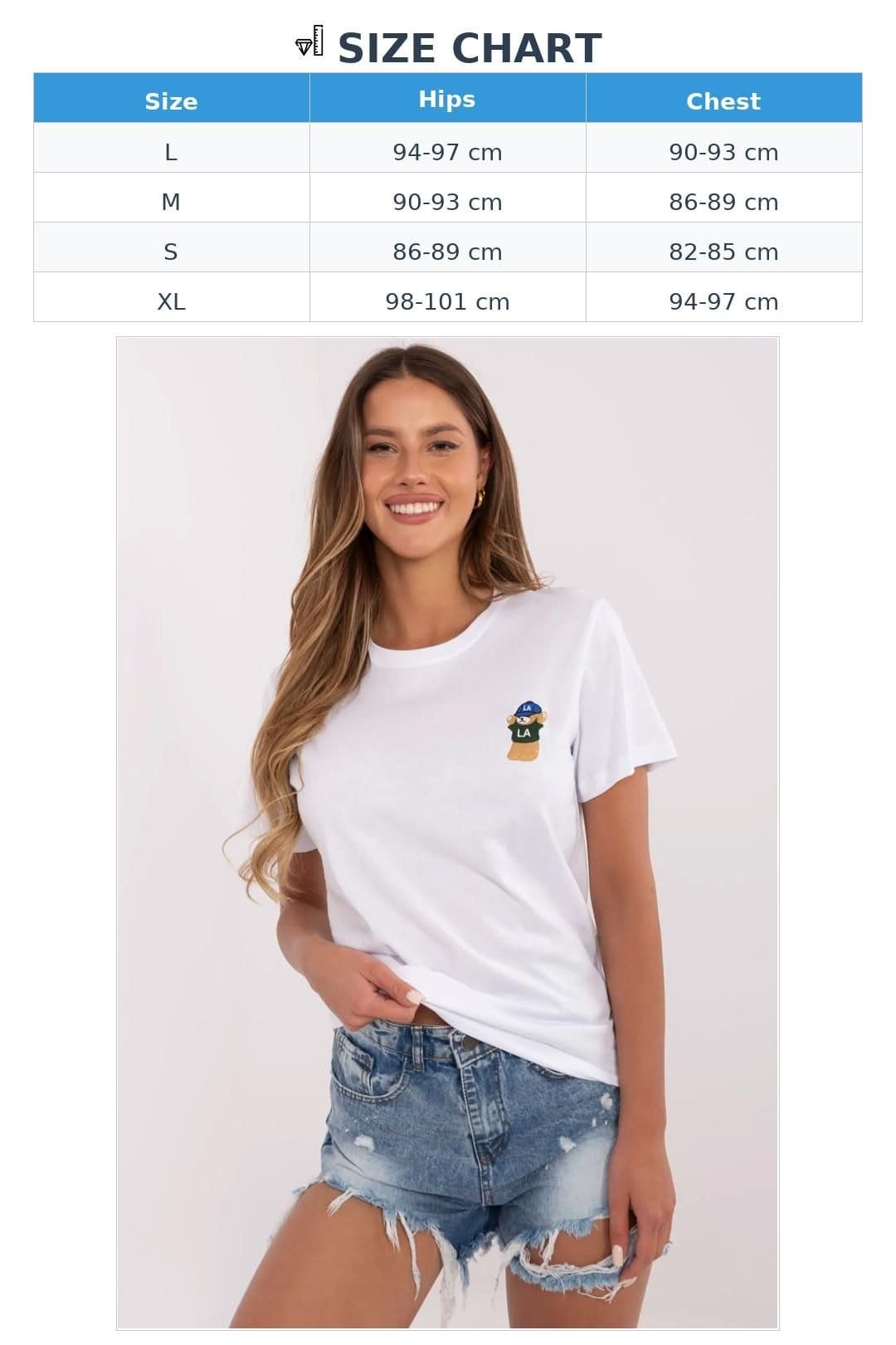 Love Lace Love Lace Women's Soft Cotton Casual T-Shirt With Bear Embroidery in White - 4