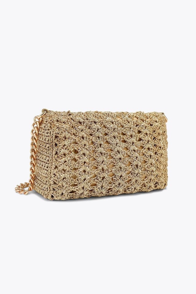 Carvela Carvela Women's 'Valeria Crossbody Bag' Silk Blend in Gold - 3