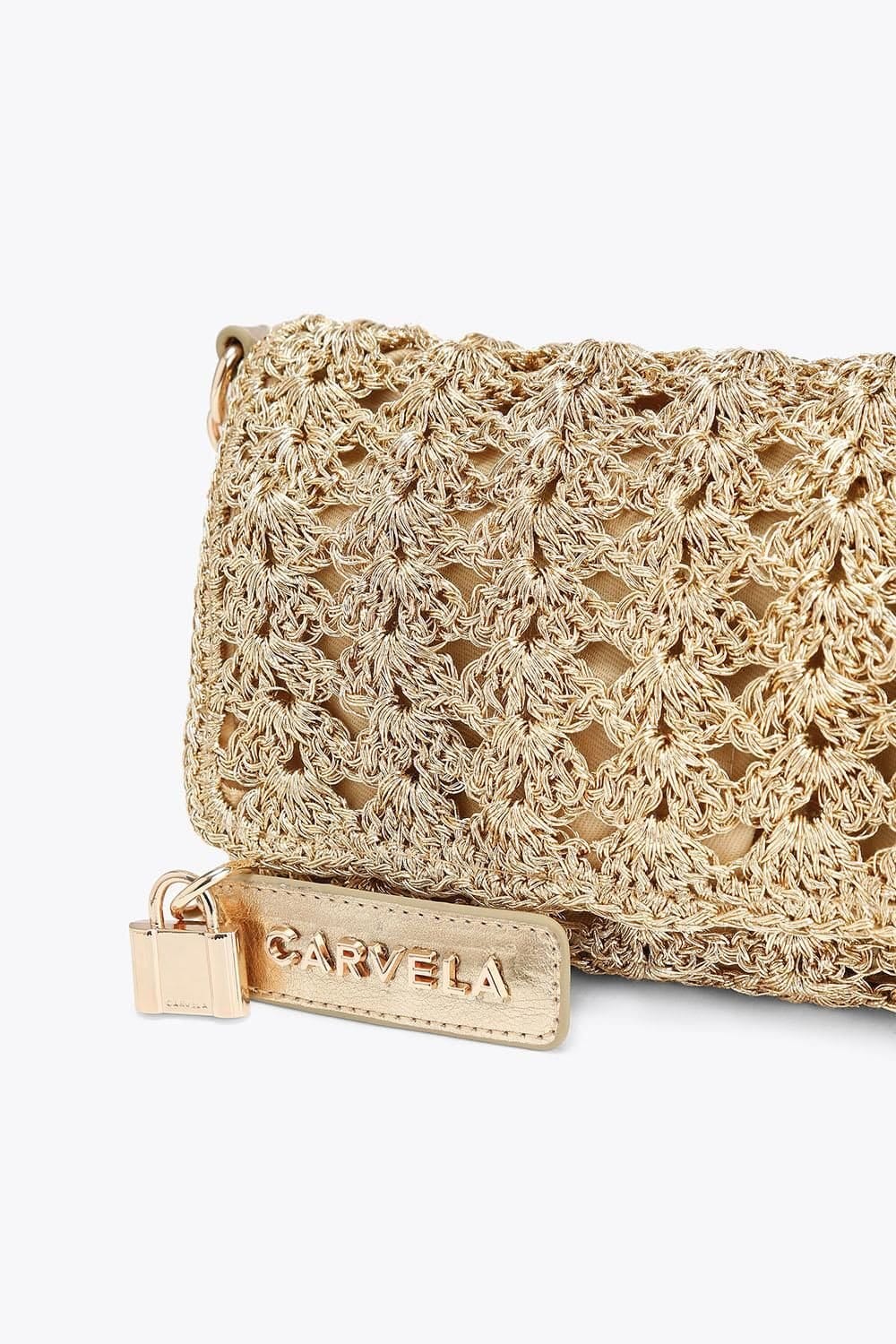 Carvela Carvela Women's 'Valeria Crossbody Bag' Silk Blend in Gold - 4