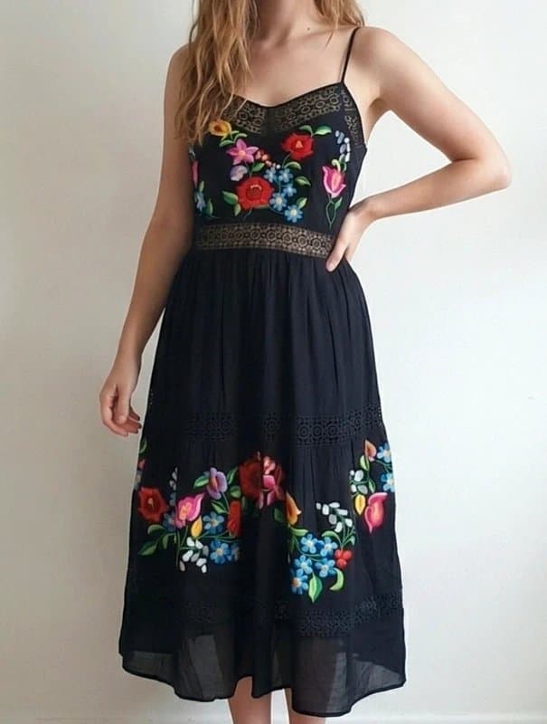 ASOS Design Gorgeous cotton folk embroidery dress size uk 8