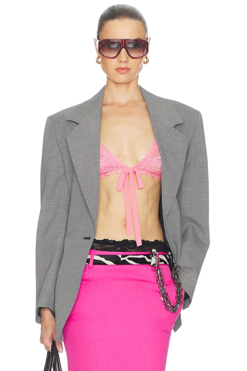 revolve Revolve Cinched Blazer in White & Black