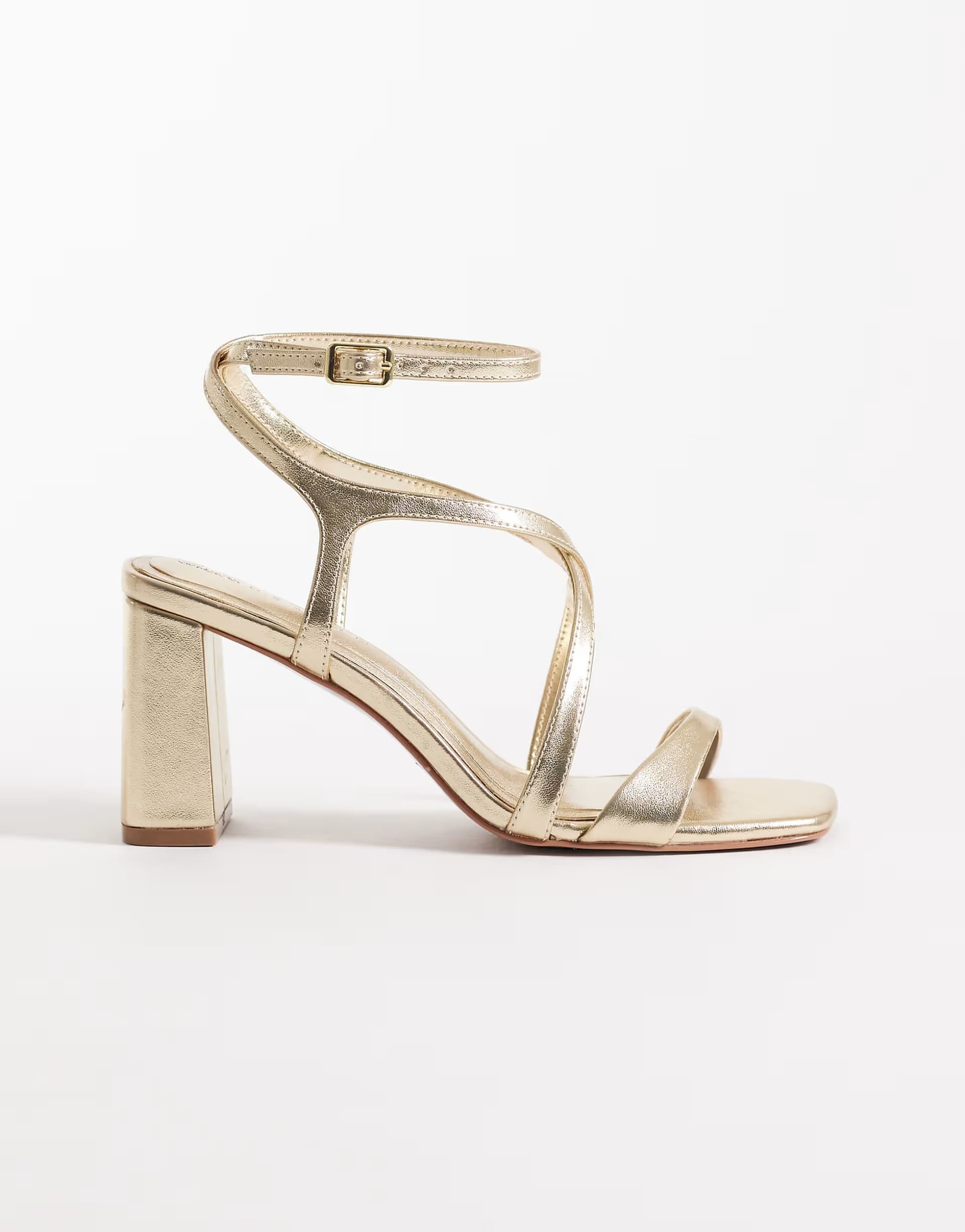 ASOS ASOS DESIGN Highgate mid block heel sandals in gold