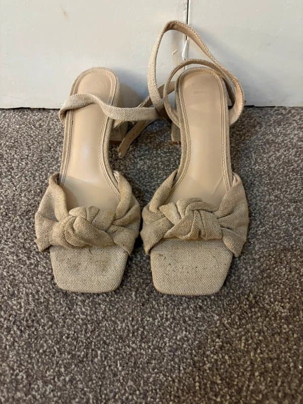 ASOS beige woven small heels / sandals