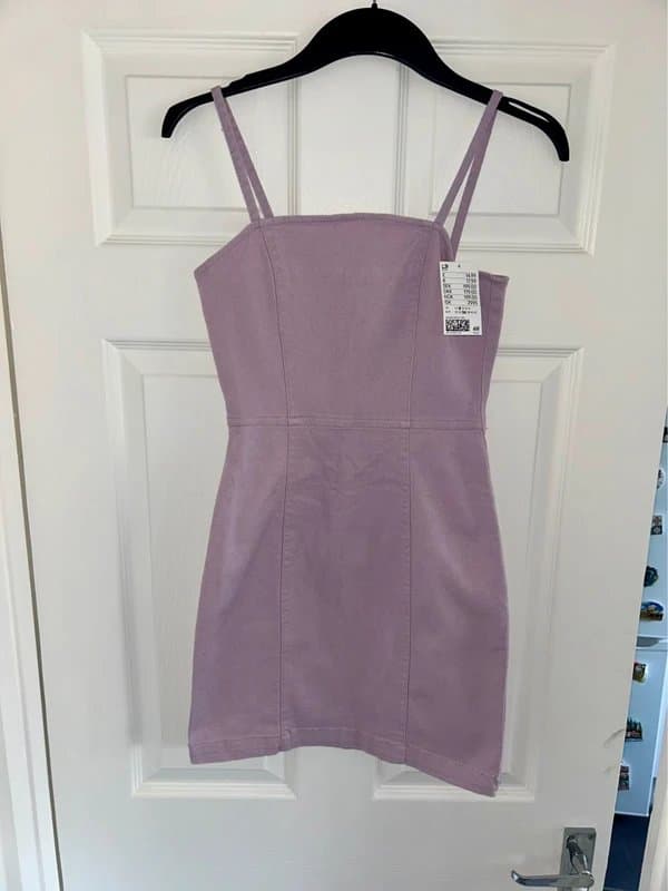 H&M H&M lilac denim mini dress zip up size 6