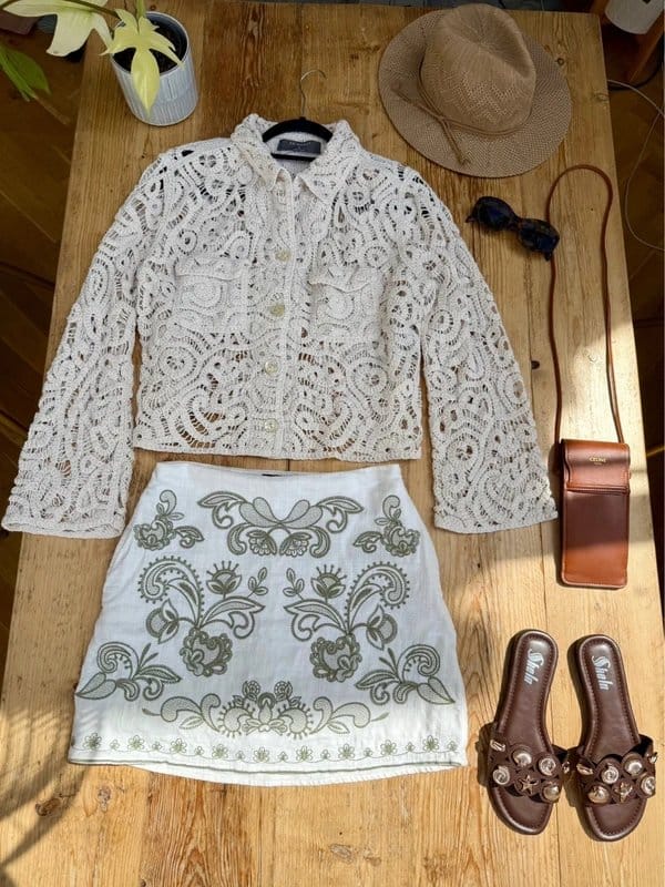 Primark Cream Crochet Button-Front Jacket Top