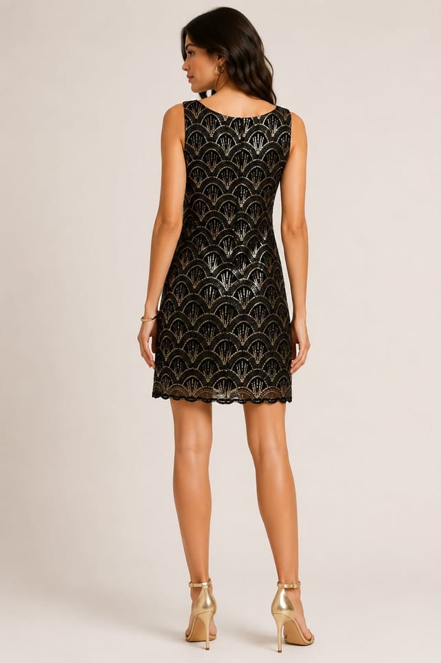 Cutie London Cutie London Women's Black Art Deco Sequin Shift Dress - 3