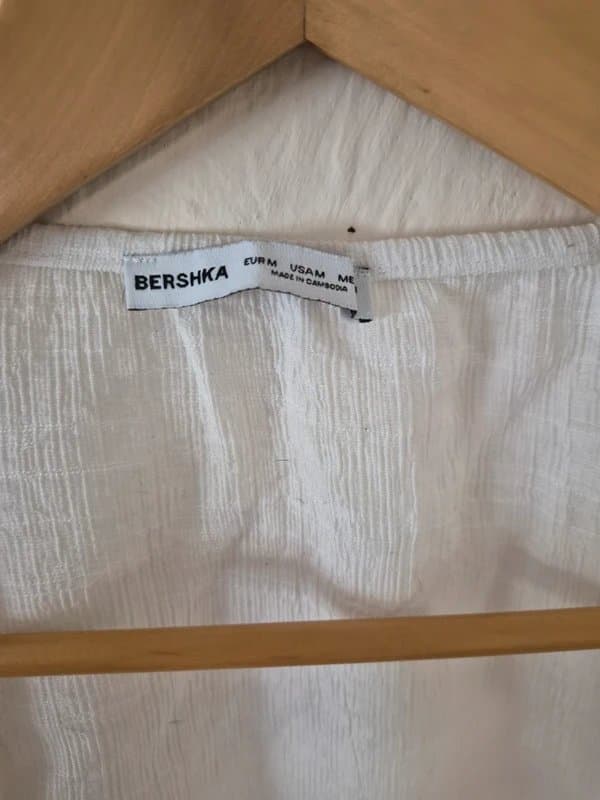 Bershka Bershka cropped sheer tie shirt
