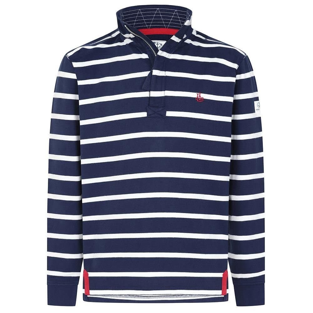 Lazy Jacks Lazy Jacks Men's Striped Quarter Zip Sweatshirt in Dark Blue