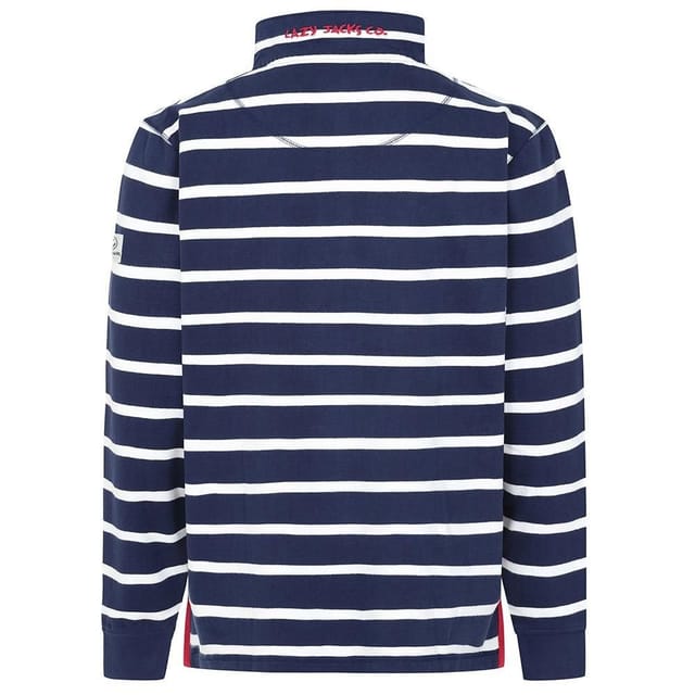 Lazy Jacks Lazy Jacks Men's Striped Quarter Zip Sweatshirt in Dark Blue - 2