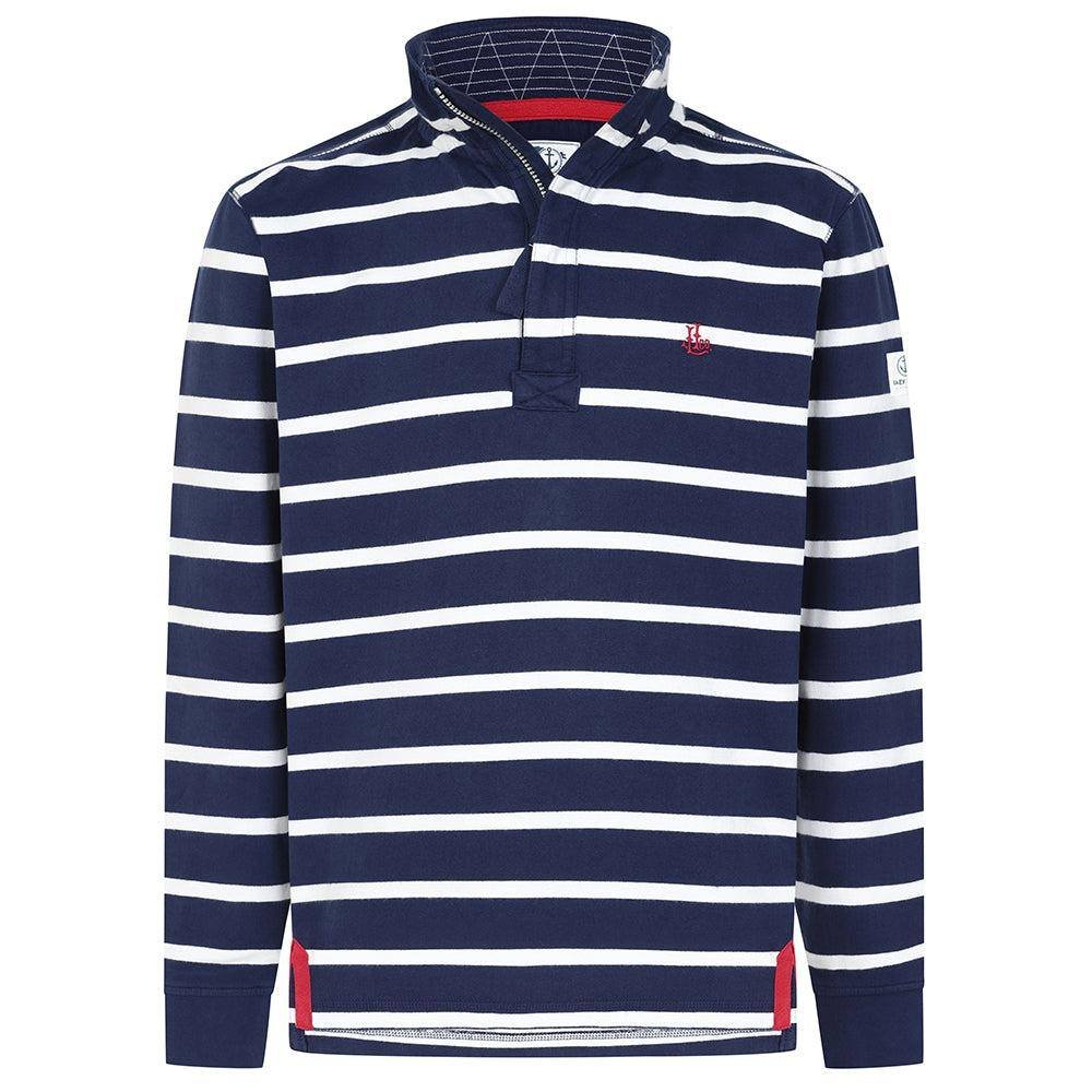 Lazy Jacks Lazy Jacks Men's Striped Quarter Zip Sweatshirt in Dark Blue - 3