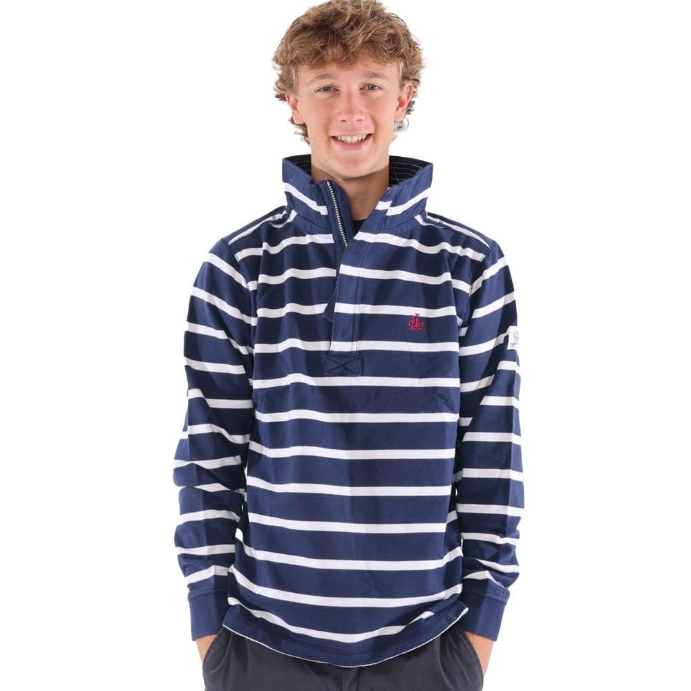 Lazy Jacks Lazy Jacks Men's Striped Quarter Zip Sweatshirt in Dark Blue - 4