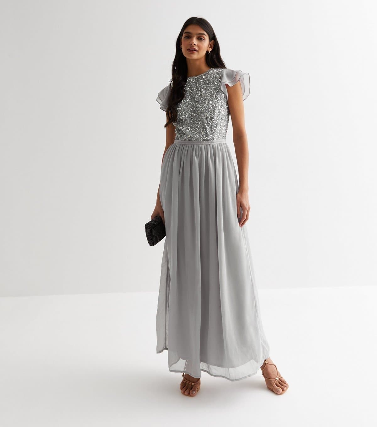Gini London Women's Grey Embellished Maxi Dress Gini London New Look