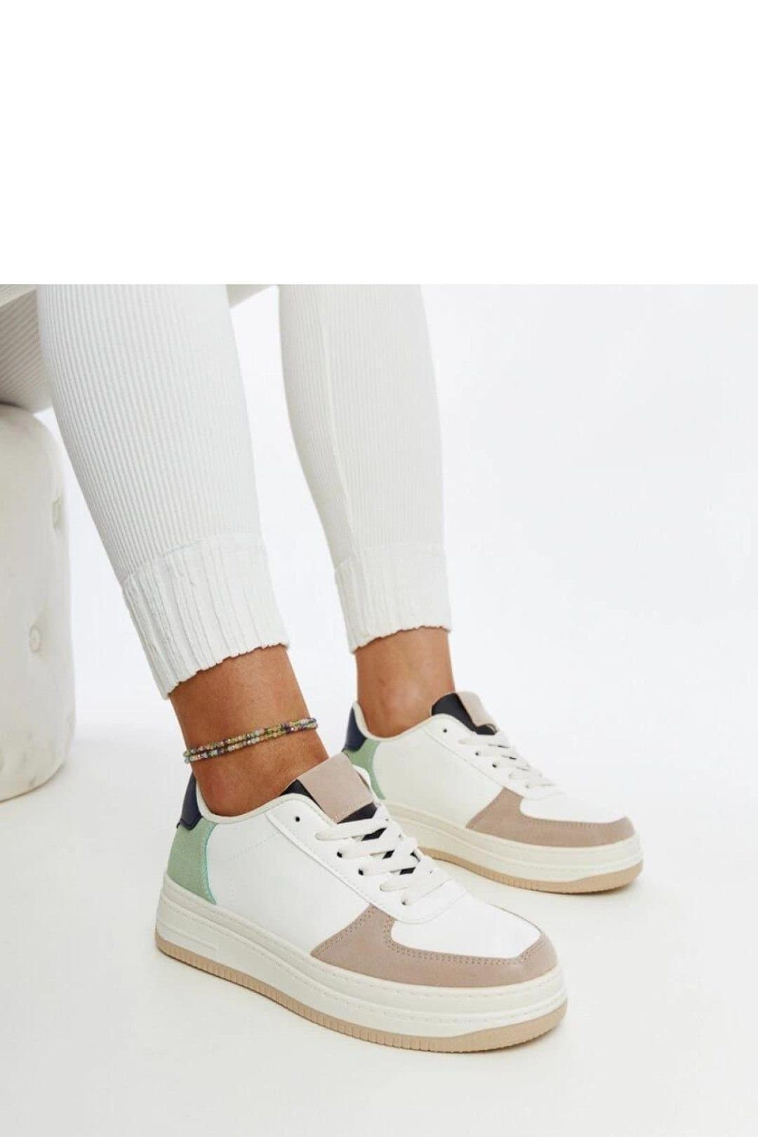 Love Lace Love Lace Women's Multicolored Platform Lace Up Sneakers with Upper in White