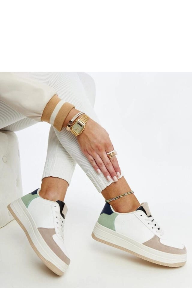 Love Lace Love Lace Women's Multicolored Platform Lace Up Sneakers with Upper in White - 3