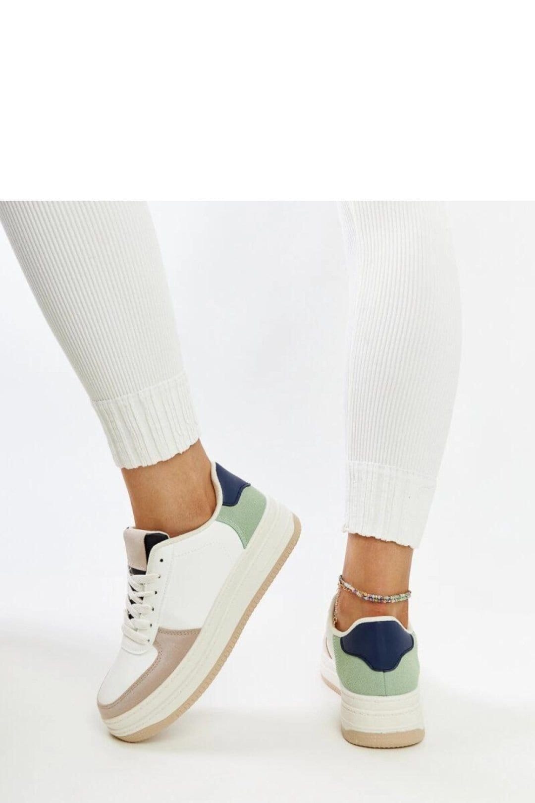 Love Lace Love Lace Women's Multicolored Platform Lace Up Sneakers with Upper in White - 4
